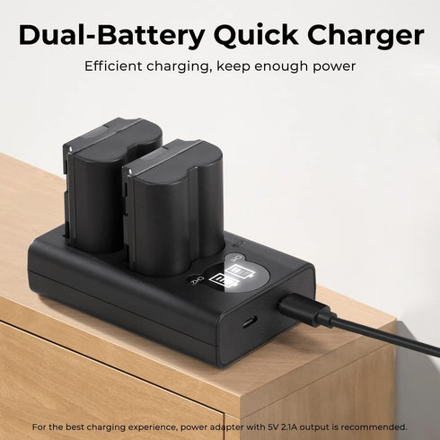 K&F Concept NP-FZ100 Dual-Slot Battery Charger with LCD for Sony A7iii, A7iv, A7RIII, A7RIV, A7C, A6700, A6600
