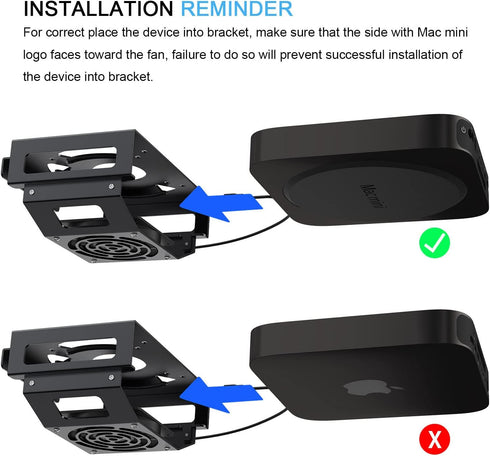 IFCASE Mac Mini Cooling Fan Mount, Wall Mount Cooling Fan Stand for Mac Mini 2010 to 2023 M2, Anti-Scratch Pad (Black)