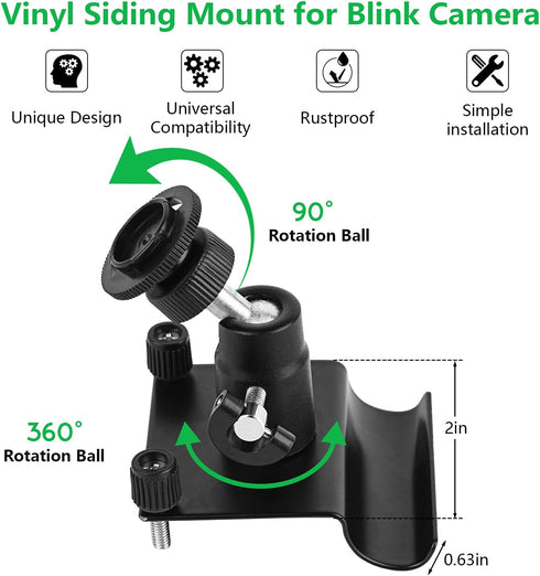 ALERTCAM 2Pack Vinyl Siding Mount for Blink Outdoor 4, 3rd Gen, XT, XT2, Adjustable Mounting Bracket