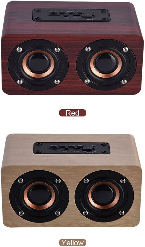 Zerone Wooden Combination Speaker Bluetooth 4.2 Speaker, Stereo Loudspeakers with 2 Horn, Portable Mini Multimedia Music Speakers with Superior Sound Quality(Red Wood)