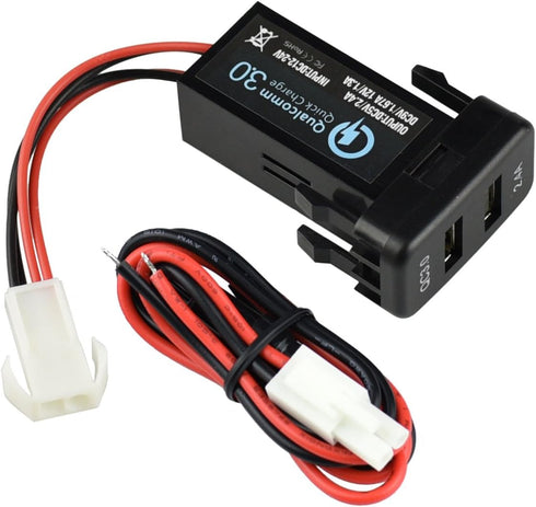 Cllena Dual USB Port Charger Socket Quick Charge 3.0 & 2.4A for Toyota Vehicles