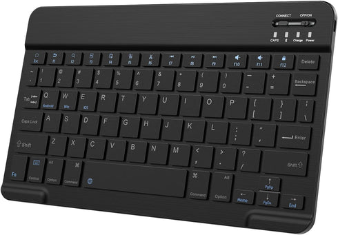 Ultra-Slim Small Bluetooth Keyboard, Portable Rechargeable Wireless Keyboard for Android Tablet, iPhone, Windows, Black