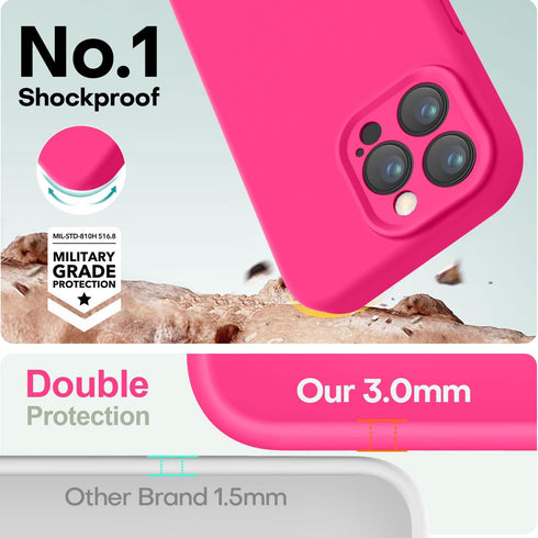 Designed for iPhone 14 Pro Max Case, Premium Silicone Shockproof Phone Case with Camera Protection, Hot Pink, 6.7"