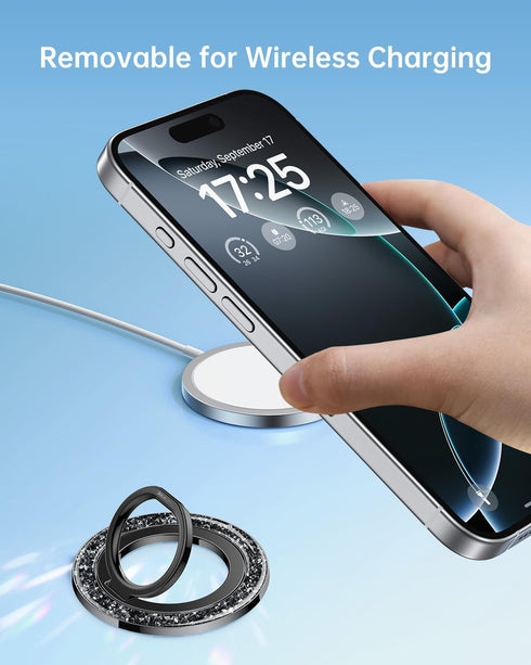 SYNCWIRE 360 17 16 15 14 13 12 Magnetic Phone Ring Holder for MagSafe - Glitter Phone Grip Stand with Rotation Finger