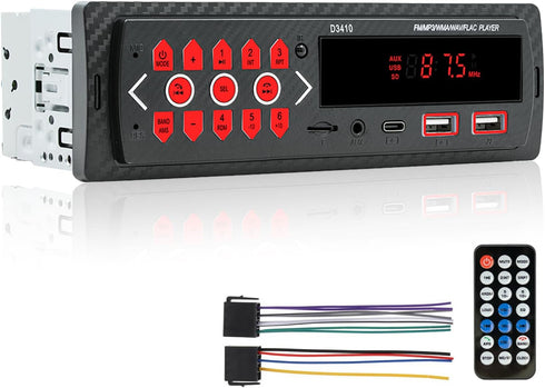 ePathChina Car Audio Bluetooth Single DIN Stereo, 12V LED Car Radio MP3 Player