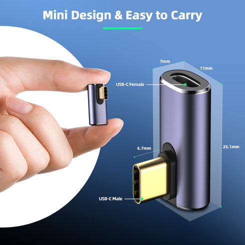 USB C Right Angle Adapter (4 Pack), 90 Degree Adapter with 8K 60Hz Video 40 Gbps Data Transfer for Thunderbolt 3/4