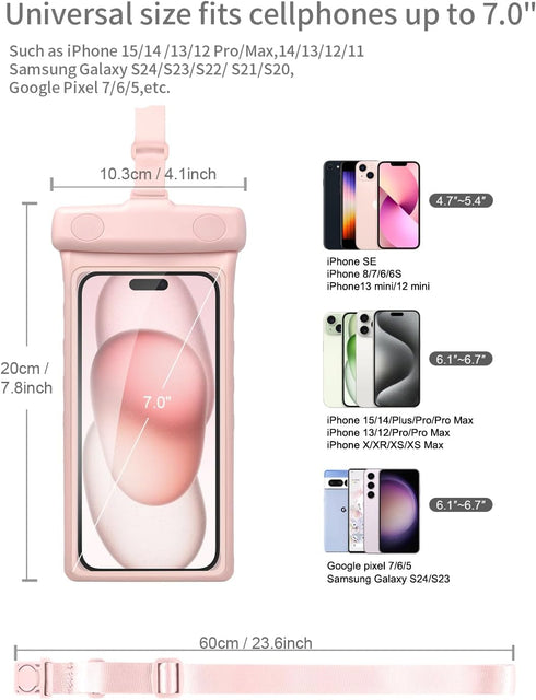 wellhouse Waterproof Phone Pouch Case, 3D Stereoscopic 7" Waterproof Cell Phone Dry Bag for iPhone 15/14/13, IPX8 Earl