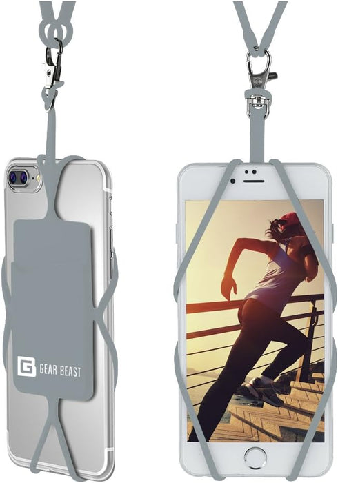 Gear Beast Cell Phone Lanyard, Universal Neck Phone Holder with Card Pocket, Harbor Mist