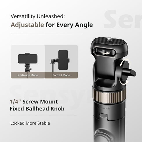 Sensyne 72" Phone Tripod, Extendable Tripod for iPhone & Selfie Stick with Detachable Phone Holder & Wireless Remote,