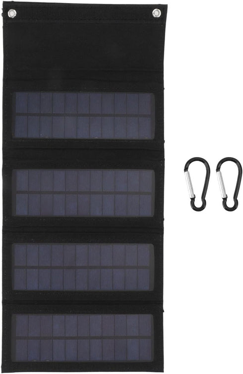 40W 4 Fold Solar Panel Charging Bag, Folding Bag for Outdoor Camping, Hiking, Emergency Charging (Black)