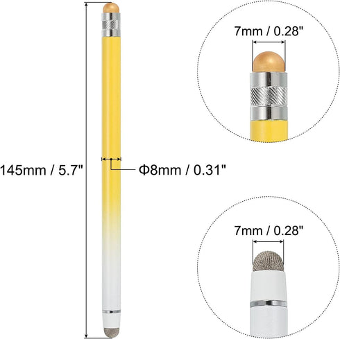 MECCANIXITY Stylus Pens for Touch Screens Rubber & Fiber Dual Tips Capacitive Stylus Universal Tablet Pen Sensitivity Precision, Gradient Yellow