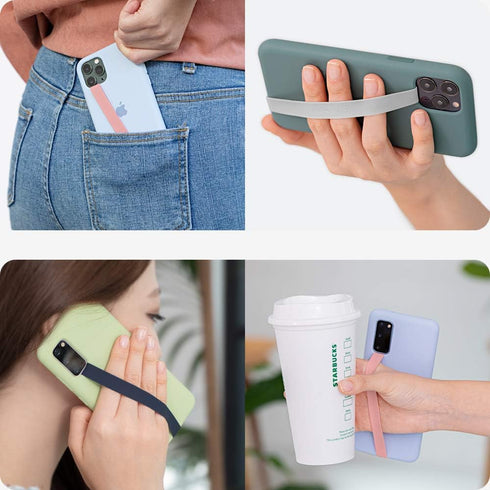 Sinjimoru Silicone Stretching Strap as Phone Grip Holder, Slim Grip Tape for iPhone Case, Secure Phone Strap Lavender