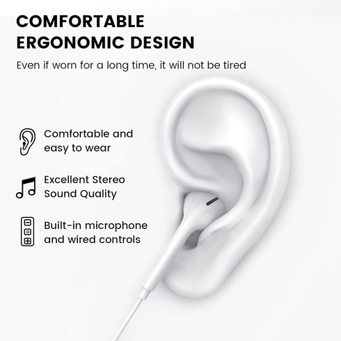 MOSWAG Wired Earbuds with Microphone, 3.5mm Jack in Ear Headphones Suitable for Smartphones, Computers, Laptops, iPads