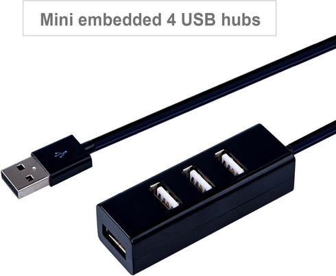 Apoi 4 Port USB Port Splitter Compact Portable High Speed USB 2.0 Data Hub for Windows MacBook PC - Black
