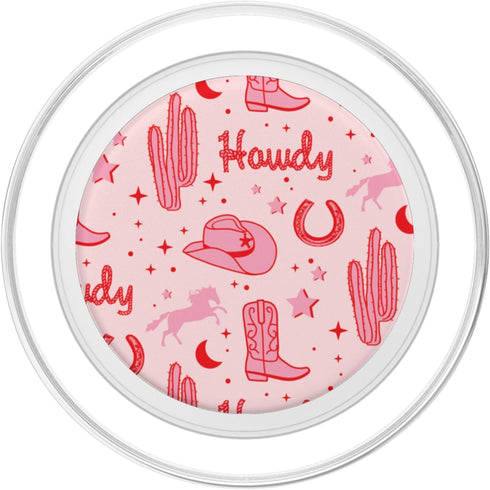 Pastel Cowboy Hat and Boot Pattern Pink Cowgirl Aesthetic PopSockets PopGrip for MagSafe