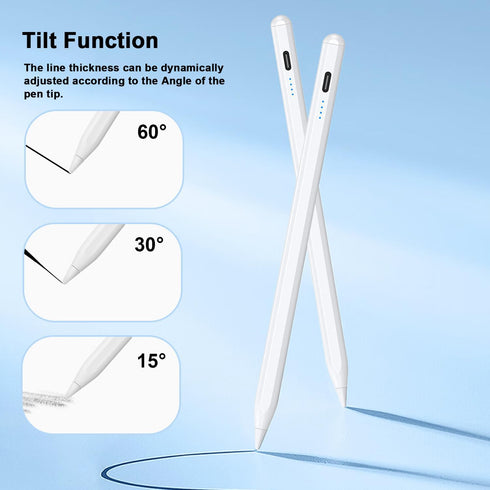 Stylus Pen for iPad 9th&10th, Type-C Charging Pencil with Palm Rejection Compatible with Apple iPad 6/7/8/9/10 (White)