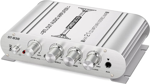 Facmogu ST-838 2.1CH Audio Power Amplifier, RMS 20Wx2+40W Class D Stereo Digital