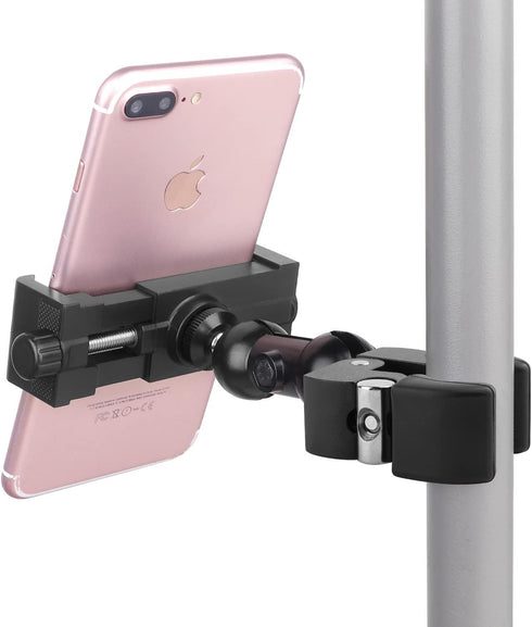 iTODOS Cell Phone Holder Mount Clip for Golf Cart, Wheelchair, Walker, Stroller, Spin Bike, Table - Fits iPhone,