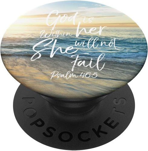 PopSockets Swappable PopGrip God is Within Her Christian Woman Bible Verse Ocean