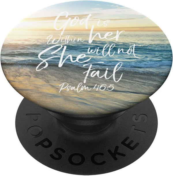 PopSockets Swappable PopGrip God is Within Her Christian Woman Bible Verse Ocean