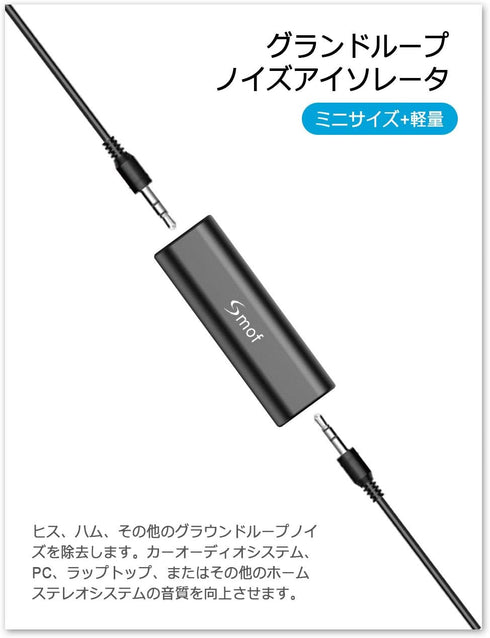 Smof Upgraded Ground Loop Noise Isolator, Noise Filter for Car Audio/Home Stereo System with 3.5mm Audio Cable (Black)