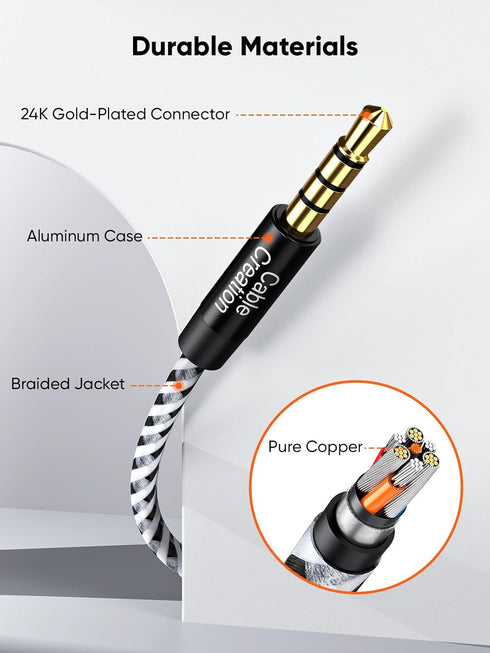 CableCreation 3.5mm Headphone Extension Cable 6FT/1.8m, 4Pole TRRS Aux Cord with Microphone, 1/8 Stereo Audio Cable for Phones, Headphones, Speakers, Tablets, PCs, MP3 Players, Laptops, Black