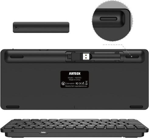 Arteck 2.4G Wireless Keyboard, Ultra Slim Compact Wireless Keyboard with Media Hotkeys for Windows 10/8/7