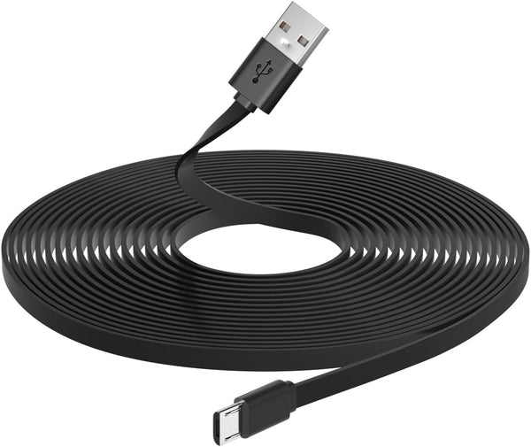 Power Extension Cable for Wyze Cam, WyzeCam Pan, Kasa Cam, Nest-Cam Indoor, 10Ft Flat Micro USB Charging Cord