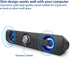 Desktop Compact Wired Multimedia Mini Stereo Sound Bar, USB Powered, 3.5mm Audio Jack, Blue LED, 2.5 Watts
