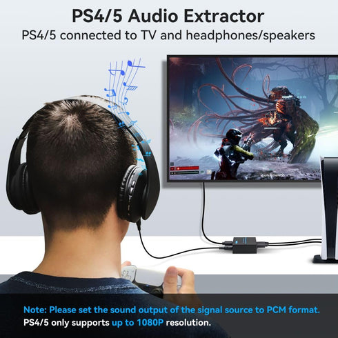 VPFET HDMI Audio Extractor - 4K HDMI to Optical 3.5mm AUX Audio Adapter Splitter Converter, Supports HDCP Digital DTS