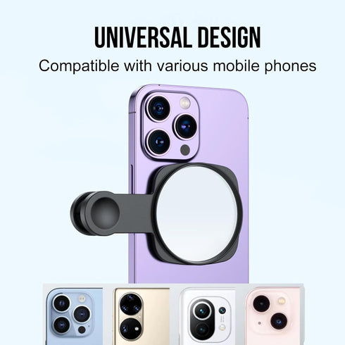 WOWNOVA 2.36" Clip Selfie Mirror for Phone Back Camera - Live Streaming, Vlogging, HD Reflective Clip Compatible