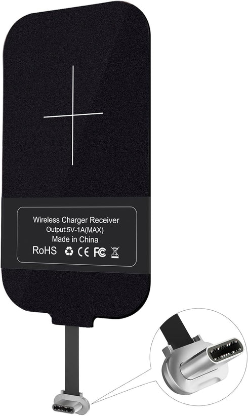 Nillkin Qi Receiver USB C, Thin Wireless Charging Receiver for Galaxy Note 8 Pro/A50/A70/A10s/Xiaomi Note 8/Huawei P30