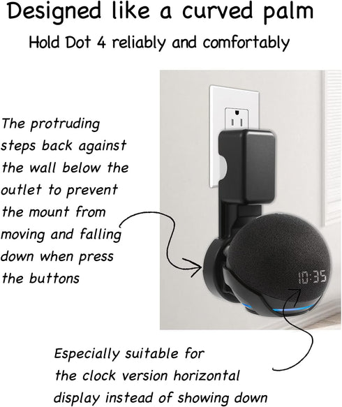 Wall Mount Holder for Dot 4th/5th Generation, Smart Speaker Stand with Built-in Cable Management, Black