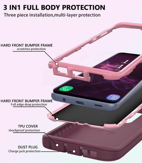 for Samsung Galaxy S9 Plus Case,Shockproof Dropproof for Samsung S9 Plus Case,Heavy Duty Protective Galaxy S9 Plus Csae,S9 Plus Case 6.2 Inch(Purple/Pink)