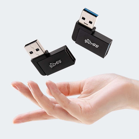 USB 3.0 90 Degree Left Right Angle USB-A Male to Female Adapter Extender Connector, USB Extension Adapter 2 Pcs for