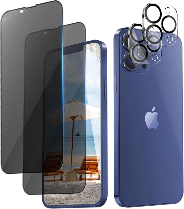 ORIbox Privacy Glass Screen Protector for iPhone 12 Pro Max, 2 Packs Anti-Scratch Anti-Spy Tempered Glass