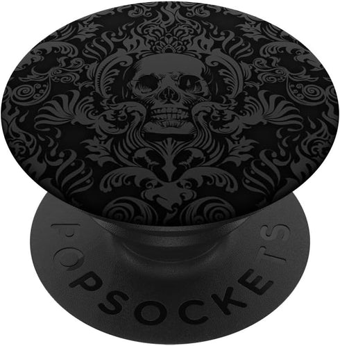 Black Skull Bones Head Skeleton Bone Goth Gothic Pattern PopSockets Standard PopGrip