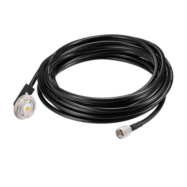 Eightwood NMO 3/4 Inch Mount to Mini-UHF Male Extension Cable | RG58 16.4 Feet for Two-Way Radio
