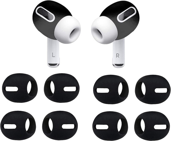 Compatible AirPod Pro Ear Tips, Anti-Slip Ear Gels Cover, 4 Pairs Black, Fit in The Charging Case