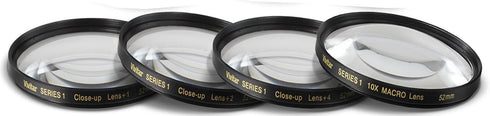 52mm Close-Up Filter Set (+1, 2, 4 and +10 Diopters) Magnification Kit for Canon, Olympus, Pentax, Sony, Sigma, Tamron Digital Cameras and Camcorders + Microfiber Cleaning Cloth