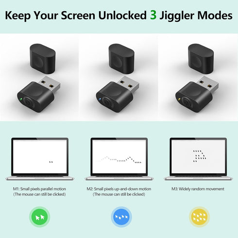 HOTLIFE Undetectable Mouse Jiggler, USB Mouse Mover Device Keeps PC Awake, Driver-Free Mouse Wiggler Auto Shaker with 3 Mode Switch Button to Keep Laptop Computer Screen Active, Black