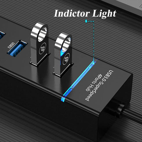 MVBOONE 2 Pack 7 Ports USB Hub, Multiple Port USB Adapter with Indictor Light, High Speed Data Transmission Docking