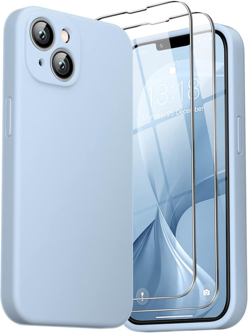 GOODVISH 3 in 1 Liquid Silicone Case for iPhone 14 (6.1") - Shockproof, Anti-Scratch, Upgraded Camera Protection, Blue