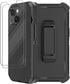 iPhone 14 Case (6.1”) - Rugged Black Heavy Duty Shockproof Cover with Belt Clip Holster & 2X Screen Protector.