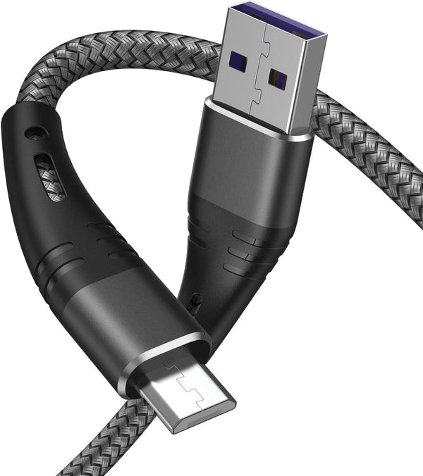 Premium Nylon Braided Micro USB Cable 6ft - 2-Pack Fast Charger for Samsung Galaxy, LG, HTC, Xbox One, PS4, Kindle