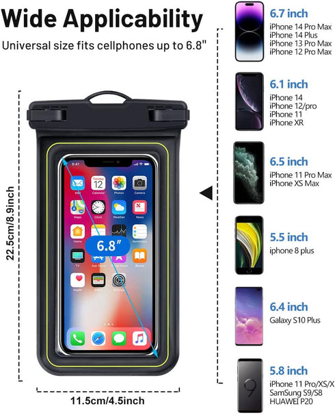 IP68 Waterproof Phone Case for iPhone 14/13/12/11 Pro Max & Samsung Galaxy - 2 Pack Floating Beach Essentials.