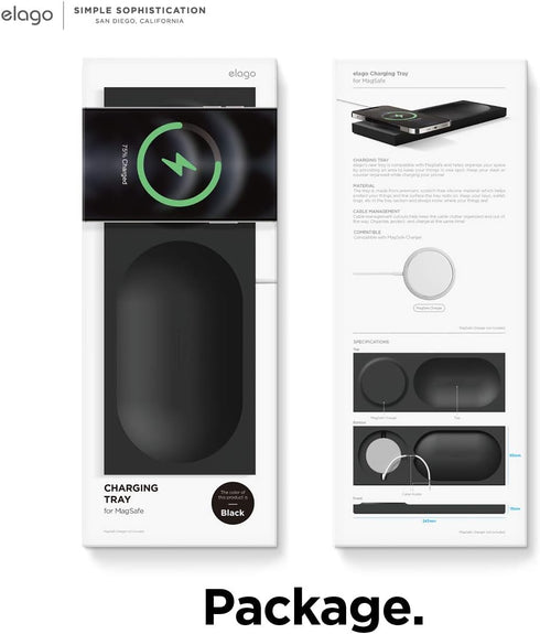 elago Charging Tray Compatible with MagSafe Charger for iPhone 15/14/13/12 and Other Wireless Charging Phones - Black
