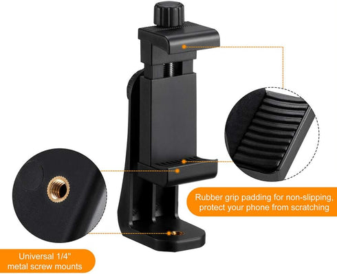 Phone Tripod Mount Adapter, Universal Cell Phone Holder, Fits Any Smartphone, Rotating Vertical and Horizontal