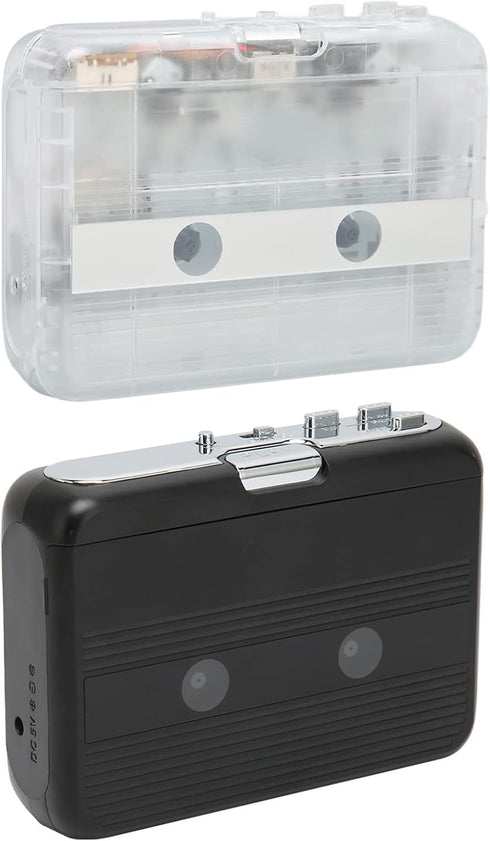 Lazmin112 Bluetooth Cassette Player, Portable Stereo Tape Player with Headphone, Auto Reverse Function, White