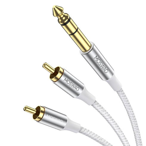 MOSWAG 1/4 inch TRS to Dual RCA Audio Cable, Heavy Duty Gold Plated Copper Shell Y Splitter Cable
